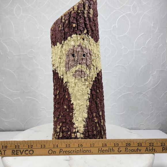 Vtg Folk Art Hand Painted Tree Bark Santa Claus 16” Rustic Christmas Cabin Decor - Picture 13 of 13